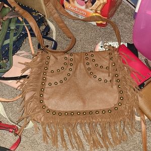 ⭐SALE!!!⭐Brown Studded Fringe Crossbody